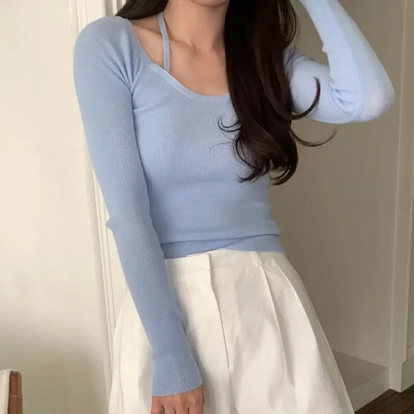 [BUNJANG] Kkonmi go Loner Slim Knit Light Blue / [미개봉 새상품]꼰미고 로너 슬림 니트 소라