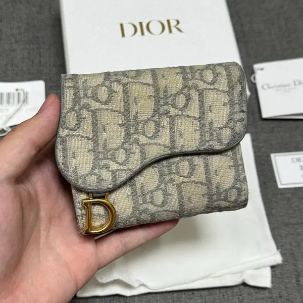 [BUNJANG] Dior Saddle Lotus Wallet Grey Dior Oblique Jacquard / 디올 새들 로터스 지갑 그레이 디올 오블리크 자카드