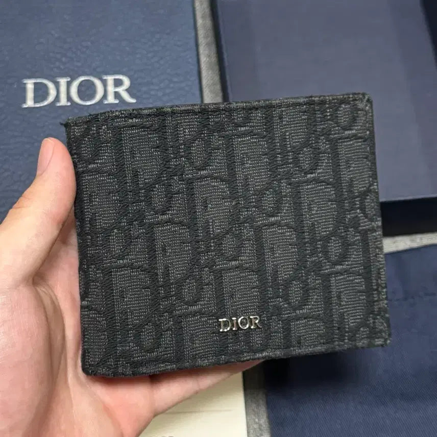[BUNJANG] Dior Oblique Jacquard Bifold Wallet Black / 디올 오블리크 자카드 반지갑 블랙