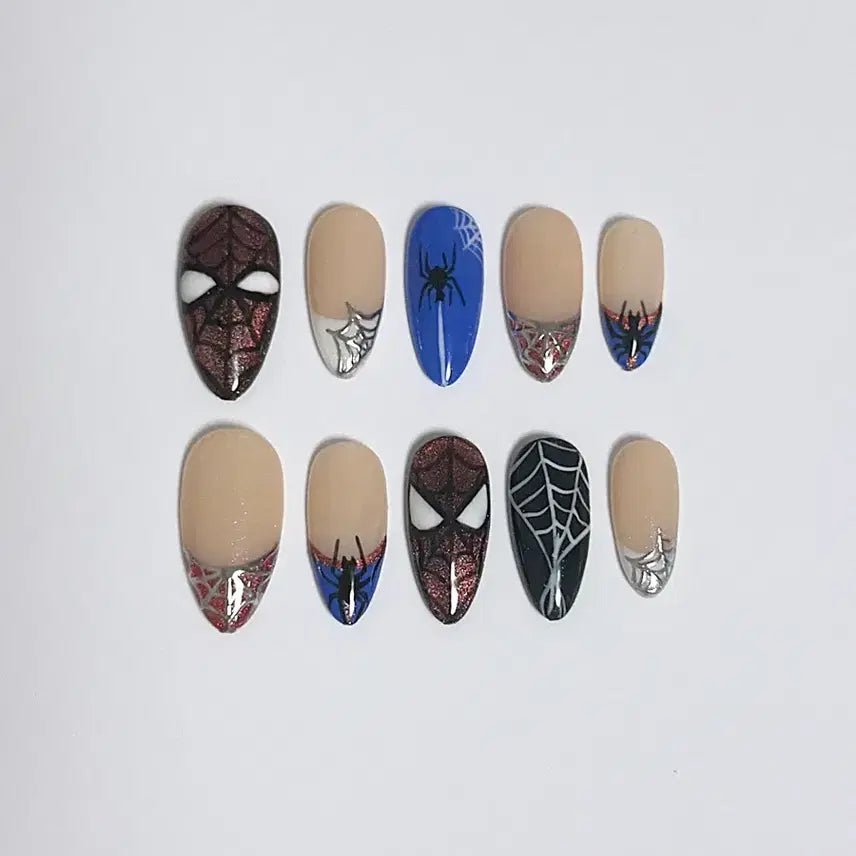 [BUNJANG] Spider-Man Design Handmade Nail Tips / 스파이더맨 네일팁