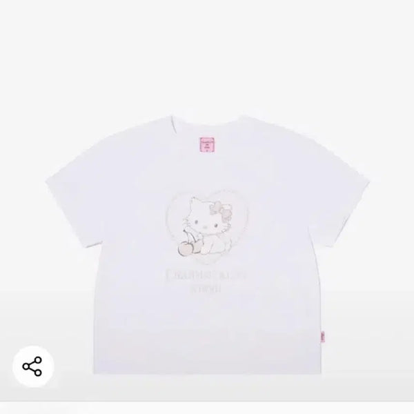 [BUNJANG] Kirsh x Charming Kitty Pigment Semi Crop T-Shirt White / 키르시 챠미키티 피그먼트 세미 크롭 티셔츠 화이트 m