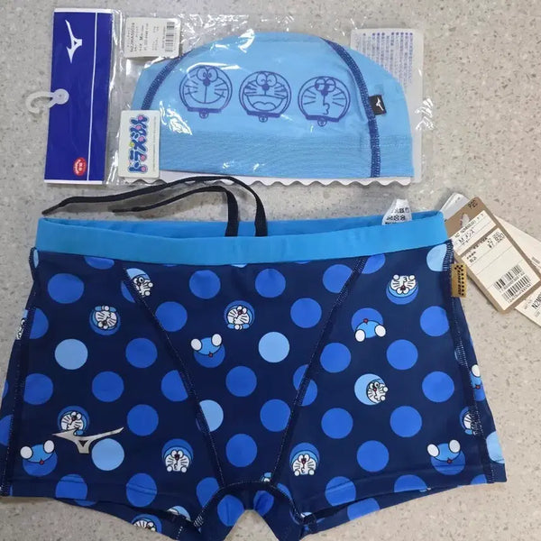 [BUNJANG] Mizuno Doraemon Swim Cap Set / 미즈노 도라에몽 수모 m, 숏사각 m 세트 판매