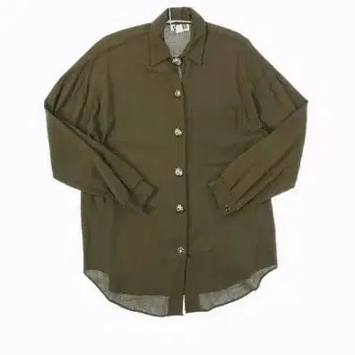 [BUNJANG] Laura Tyler See-Through Shirt with Metal Flower Buttons - Oversized Fit / 예쁜 단추 시스루 셔츠 오버핏 루즈핏 블라우스 살안타 가디건 66 77 88 99 임부 빅사이즈