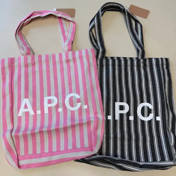 [BUNJANG] A.P.C. Striped Tote Bag (Black/Pink) / A.P.C. 스트라이프 토트백 2종 (블랙/핑크)