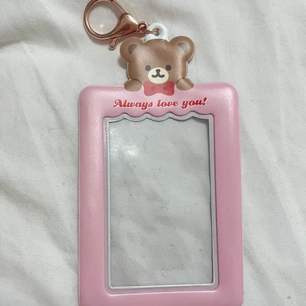 [BUNJANG] Pink Teddy Bear Photocard Holder / 핑크색 테디베어 곰 포카홀더