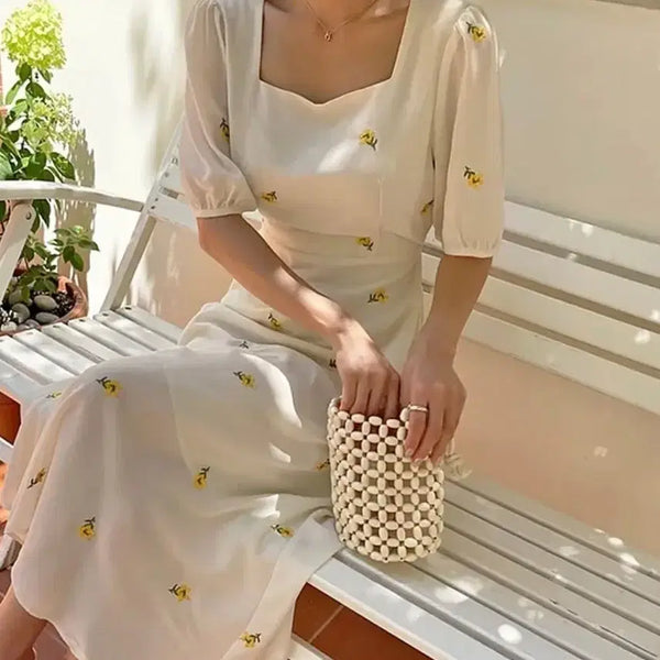 [BUNJANG] Rirri & Co. Dress Pastel Floral Embroidery / 리리앤코 원피스 새상품 66~77