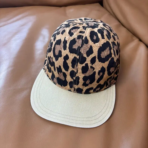 [BUNJANG] Kapital Cotton Herringbone Leopard Print Baseball Cap / 캐피탈 코튼 헤링본 레오파드 프린트 베이스볼 캡 볼캡 모자 브라운