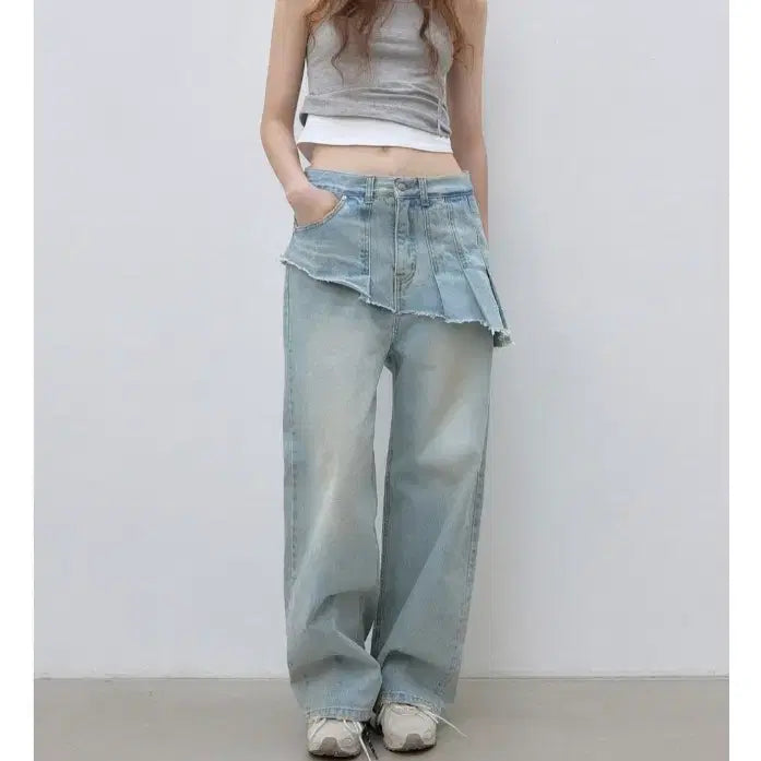 [BUNJANG] theohyou Vintage Unbalanced Denim Pants Light Blue S / theohyou 더오유 빈티지 언밸런스 데님 팬츠 라이트블루S