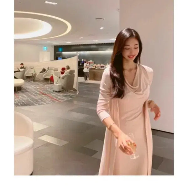 [BUNJANG] LAPLA Lady Cardigan Set-up Long Version Baby Pink / 라플라 레이디가디건셋업 롱버전 베이비핑크