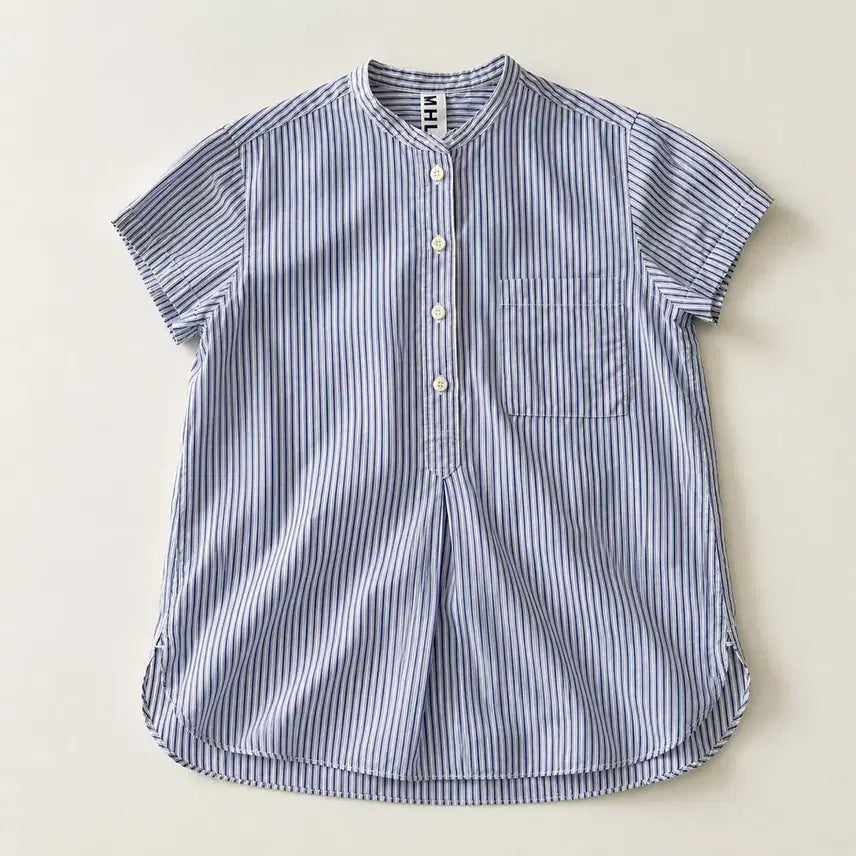 [BUNJANG] Margaret Howell Striped Short Sleeve Blouse / MHL 마가렛호웰 스트라이프 반팔 블라우스