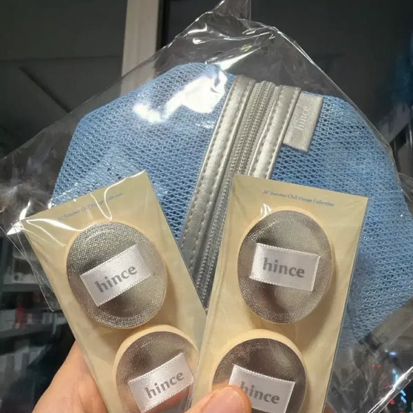 [BUNJANG] hince Silver Mesh Pouch + Mini Ttontong Puff Bundle Set / 힌스 실버메쉬파우치+미니통통퍼프 일괄