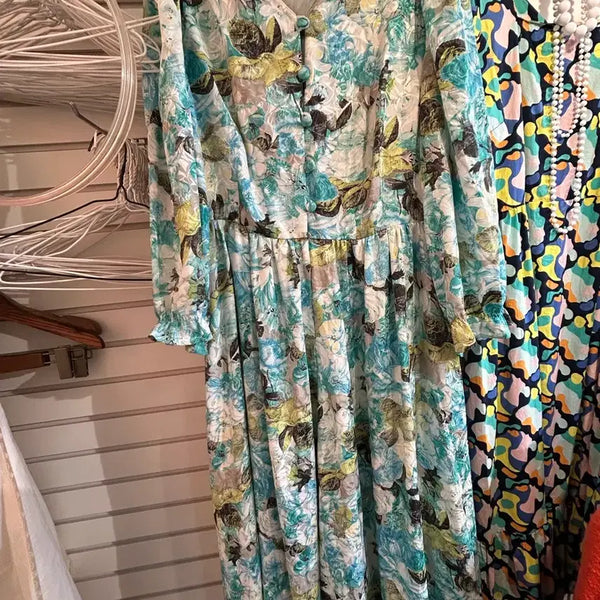 [BUNJANG] Vintage Floral Pattern Long Dress / 빈티지 플라워 패턴 롱 원피스