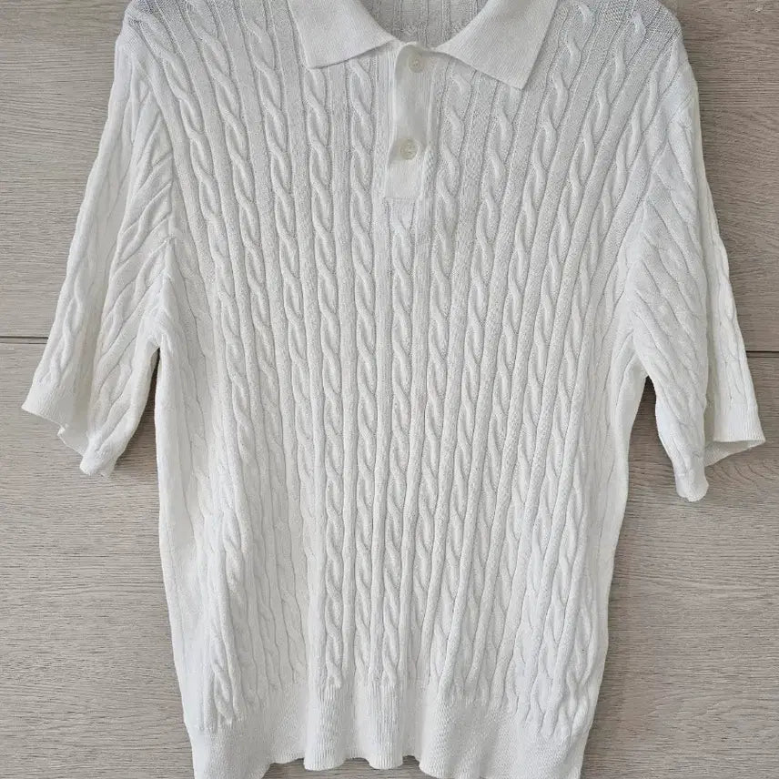 [BUNJANG] Musinsa Standard Cable Short Sleeve Knit White / 무신사스탠다드 케이블 반팔 니트 화이트