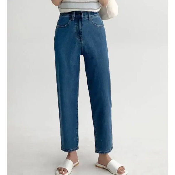 [BUNJANG] High-Waisted Dark Blue Denim Jeans - Size M / 140cm 키작녀바지 하이웨스트 진청 M사이즈 데님 청바지