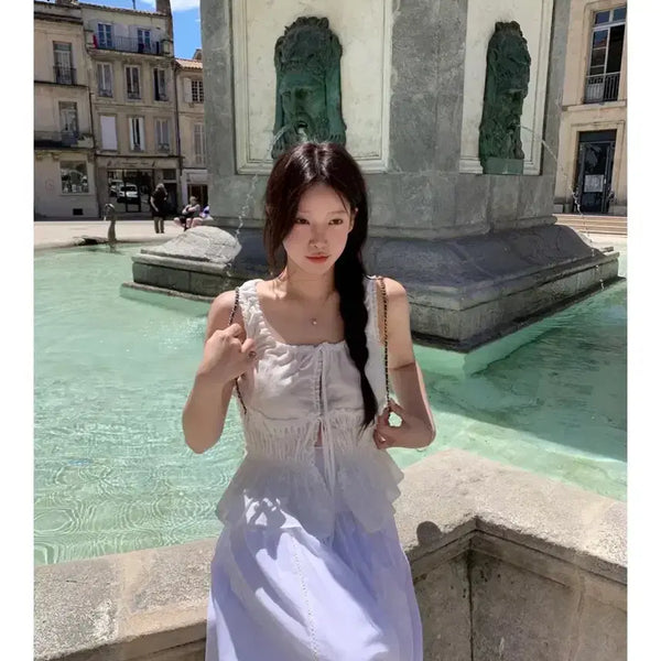 [BUNJANG] Leeds Marie Ribbon Sleeveless Blouse / 샵 리즈leeds 마리 리본 슬리브리스 블라우스