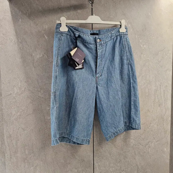 [BUNJANG] Prada Triangle Logo Chambray Bermuda Shorts Light Blue / 프라다 삼각로고 샴브레이 버뮤다 라이트 블루 쇼츠/반바지