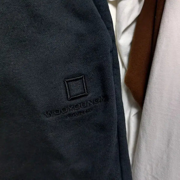 [BUNJANG] Wooyoungmi Paris Logo Embroidered Black Bermuda Sweat Shorts 46 / 우영미 파리 로고 자수 블랙 버뮤다 스웻 쇼츠 46 24ss