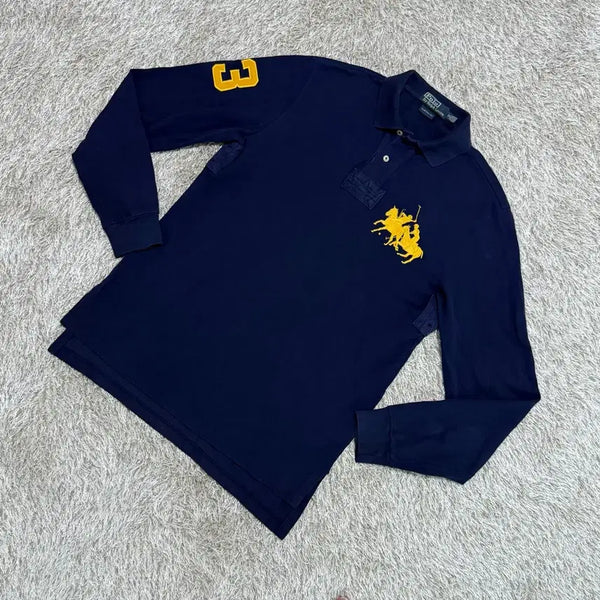 [BUNJANG] Polo Ralph Lauren Big Pony Chieftain Rugby Long Sleeve Polo Shirt - Navy / 폴로 빅포니 치프키프 럭비 카라티 긴팔