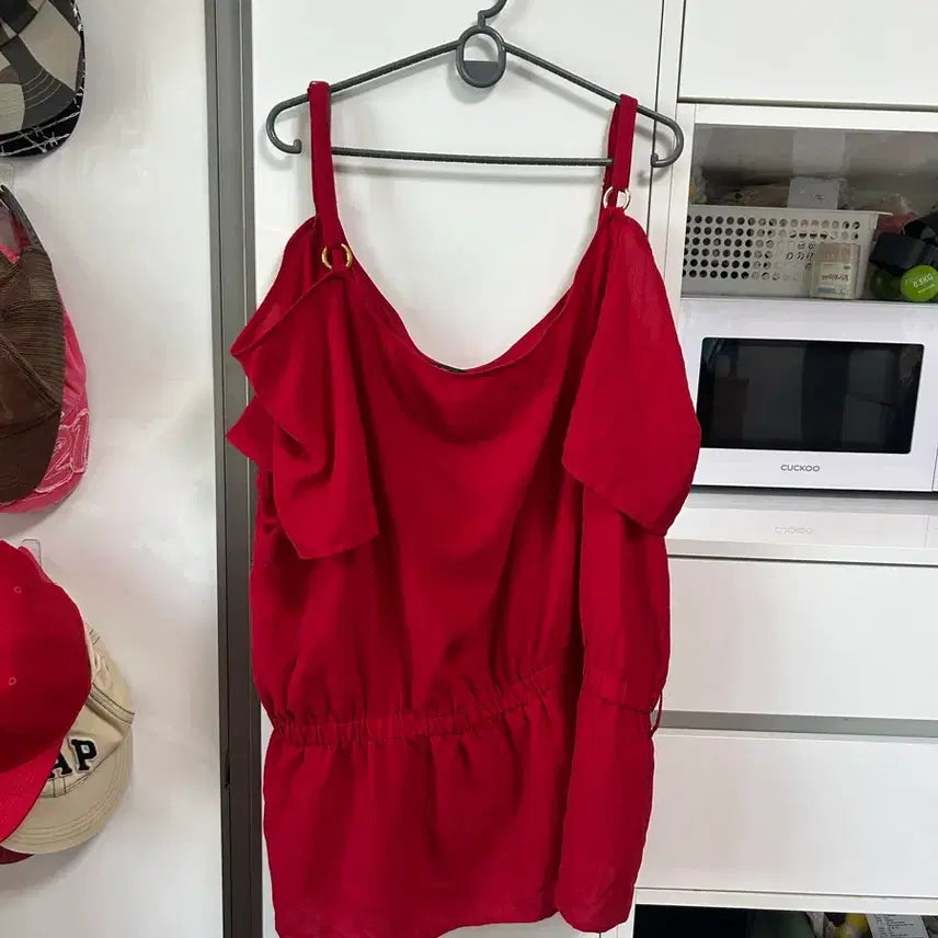 [BUNJANG] Vintage Red Ruffle Dress / 빈티지 레드 러플 원피스