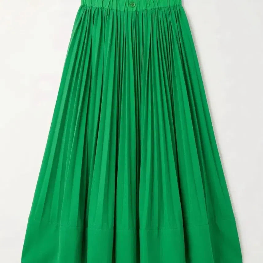 [BUNJANG] Yh Collection Green Pleated Long Skirt / 여성F/ yh 컬렉션 초록색 플리츠 롱 스커트 빈티지킹