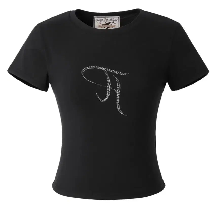 [BUNJANG] 3Times Jewel Short Sleeve T-Shirt Black S / 쓰리타임즈 쥬얼 반팔 티셔츠 블랙S