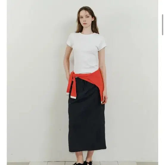 [BUNJANG] Stretch Long Skirt (Nylon) Black M / 스트레치 롱 스커트 (나일론) 블랙 M