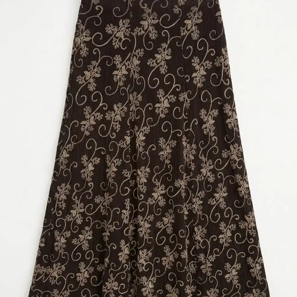 [BUNJANG] Vintage King Floral Pleated Long Skirt / 여성F/ 잔주름 플리츠 플로럴 밴딩 롱 스커트 빈티지킹