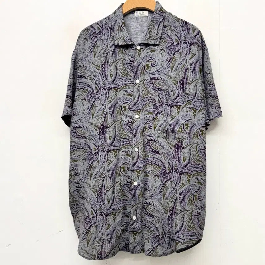 [BUNJANG] 80s C.P. Company Paisley Pattern Rayon Short Sleeve Shirt / 80s CP컴퍼니 페이즐리 패턴 반팔 셔츠