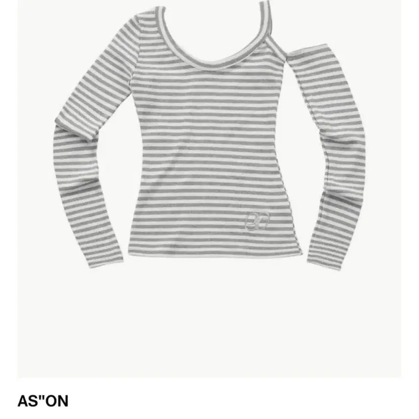 [BUNJANG] AZON Grey Cut-out Stripe Long Sleeve T-Shirt / 애즈온-그레이 컷아웃 스트라이프 티셔츠