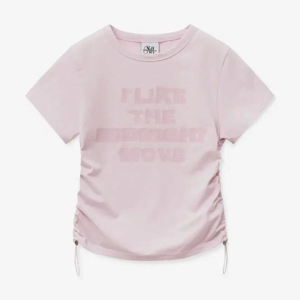 [BUNJANG] Midnight Move String Shirring Cropped Short-Sleeve T-Shirt / 미드나잇무브 스트링 셔링 크롭 반팔 티셔츠