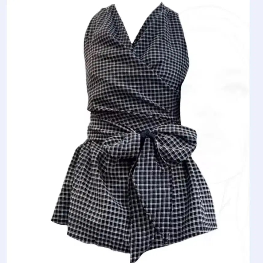 [BUNJANG] Halter Check Blouse / 홀터 체크 블라우스 !!!착샷있음!!