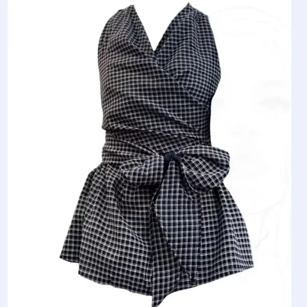 [BUNJANG] Halter Check Blouse / 홀터 체크 블라우스 !!!착샷있음!!