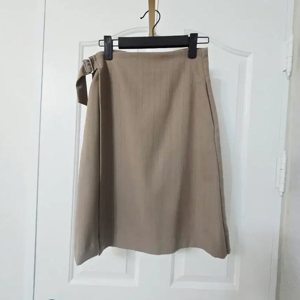 [BUNJANG] Beige Wrap Skirt with Adjustable Waist / 모던한 디자인의 베이지 랩 스타일 스커트 허리조절가능