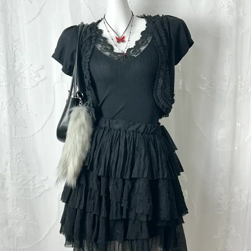 [BUNJANG] Gothic Lolita Oriental Coordi Set Bolero / 블랙 고스로리 오리엔탈 코디세트 볼레로