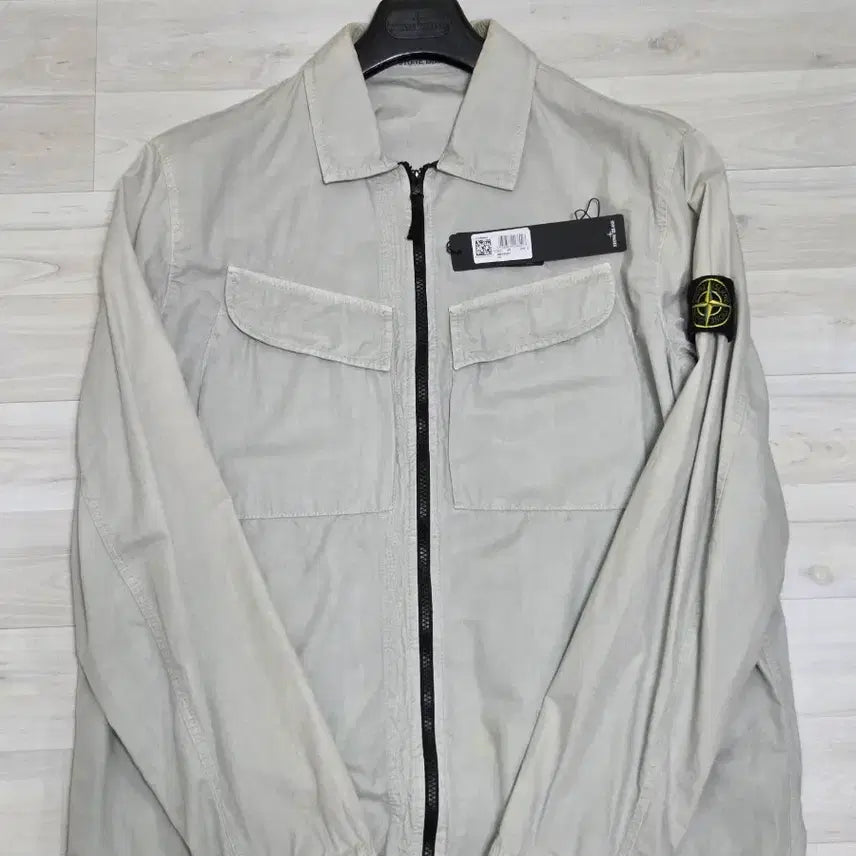 [BUNJANG] Stone Island 101WN Brushed Cotton Canvas Old Effect Overshirt Light Grey - 22FW / 스톤 아일랜드 101WN 브러쉬드 코튼 캔버스 올드이펙트 오버셔츠 라이트 그레이 - 22FW XL