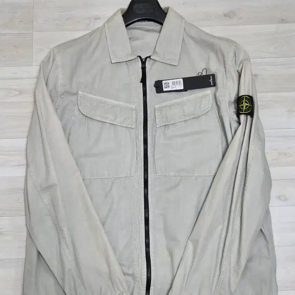 [BUNJANG] Stone Island 101WN Brushed Cotton Canvas Old Effect Overshirt Light Grey - 22FW / 스톤 아일랜드 101WN 브러쉬드 코튼 캔버스 올드이펙트 오버셔츠 라이트 그레이 - 22FW XL