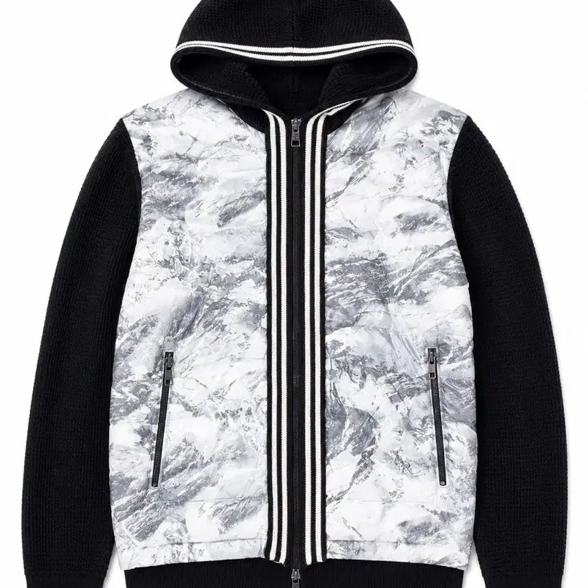 [BUNJANG] Moncler Camo Hooded Knit Padded Jacket / 몽클레어 카모 후드 니트 패딩