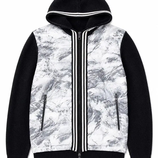 [BUNJANG] Moncler Camo Hooded Knit Padded Jacket / 몽클레어 카모 후드 니트 패딩
