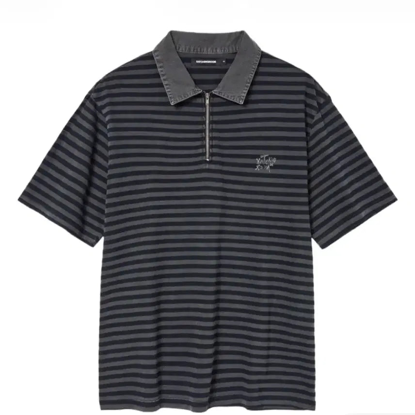[BUNJANG] Haechingroom Vintage Stripe Polo T-Shirt Blue Size 1/2 / 5)해칭룸 빈티지 스트라이프 폴로 티셔츠 1/2 블루