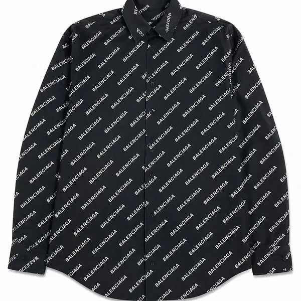 [BUNJANG] Balenciaga All Over Logo Print Shirt / 발렌시아가 올오버 로고 프린트 셔츠