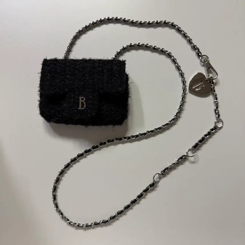 [BUNJANG] Thebarnet Tweed Chain Belt Mini Bag Card Holder / 더바넷 트위드 체인 벨트 미니백 카드지갑