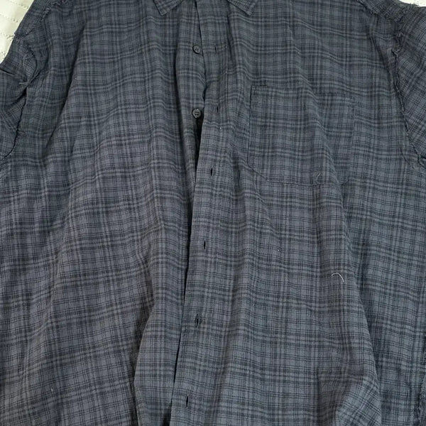 [BUNJANG] Supersub Cut Off Grunge Check Shirt Midnight Blue / [슈퍼서브] 컷 오프 그런지 체크 셔츠 미드나잇 블루