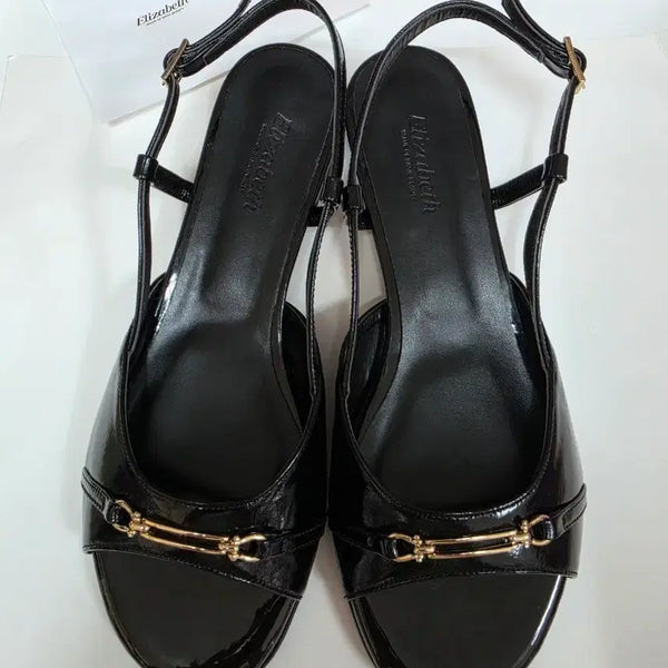 [BUNJANG] Elisabeth Black Patent Leather Heeled Sandals / 엘리자벳 샌들 블랙