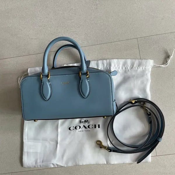 [BUNJANG] Coach Bowery Satchel 22 Leather Bag Sky Blue / 코치 바워리 사첼 22
