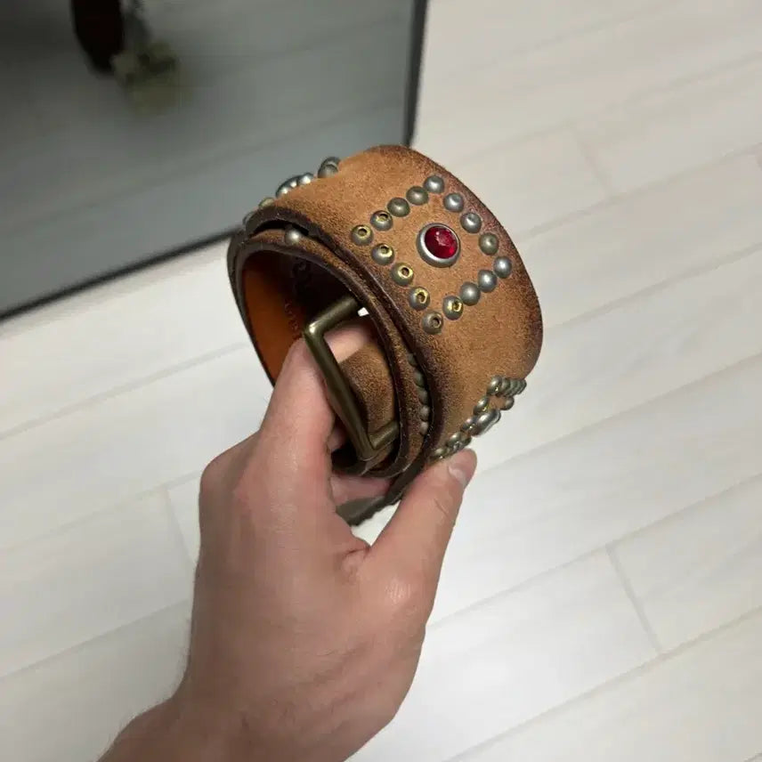 [BUNJANG] RRL Studded Roughout Belt 32 / Rrl 스터드 러프아웃벨트 32
