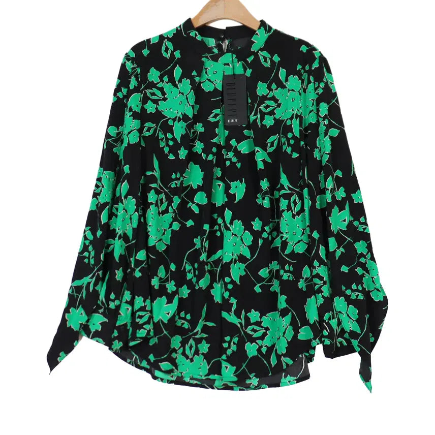 [BUNJANG] BLU PEPE Flower Print High-neck Blouse (55) / BLU PEPE 플라워 프린트 블라우스 55 새상품 쉬폰 셔츠