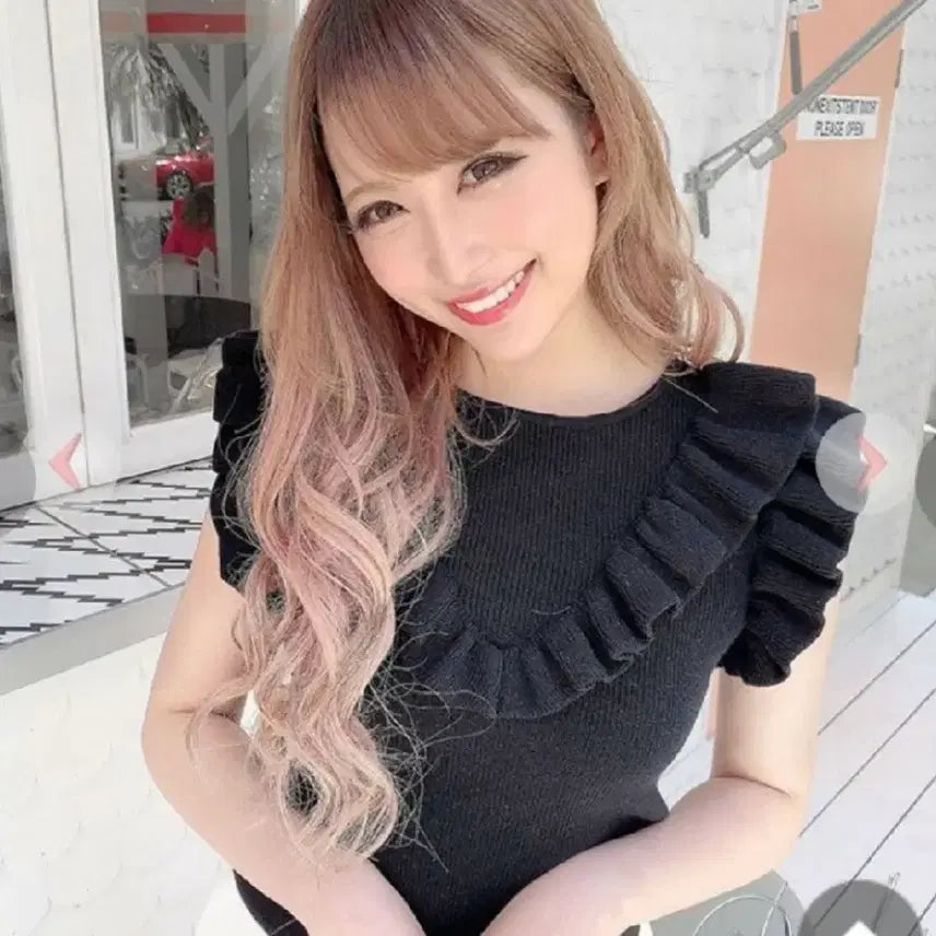 [BUNJANG] Michelle Macaron Pink Frill Top / 미셸마카롱 핑크 프릴 탑 스나계 헤이세이 갸루