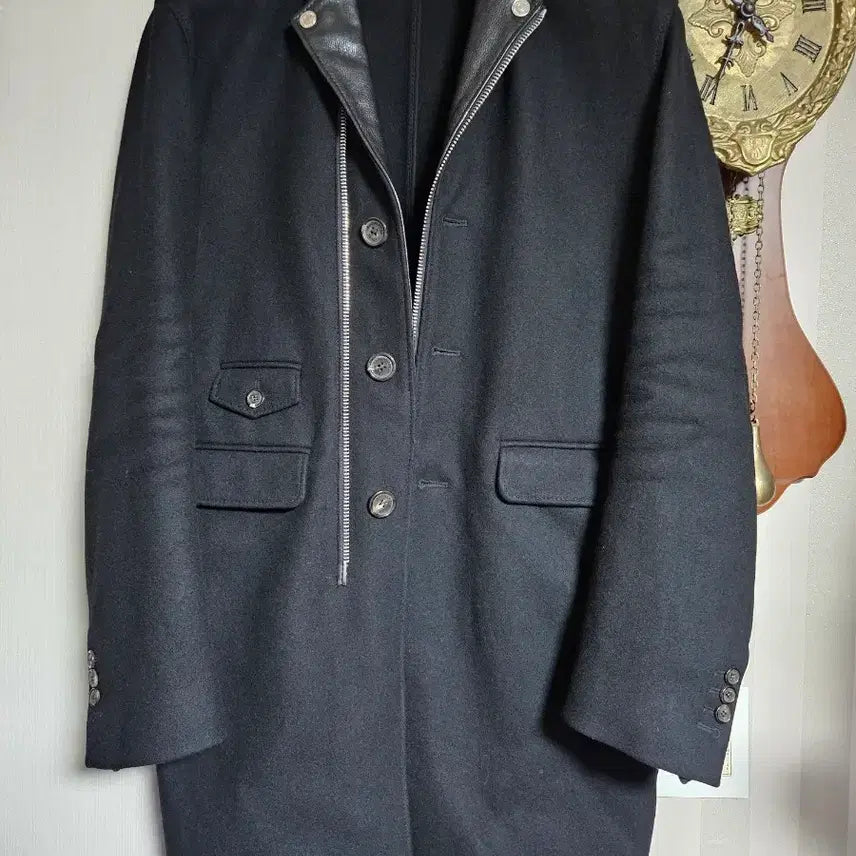 [BUNJANG] Dsquared2 Leather Trim Wool Coat Size 46 / 디스퀘어드2 Dsquared2 가죽 트림 울코트 판매합니다.