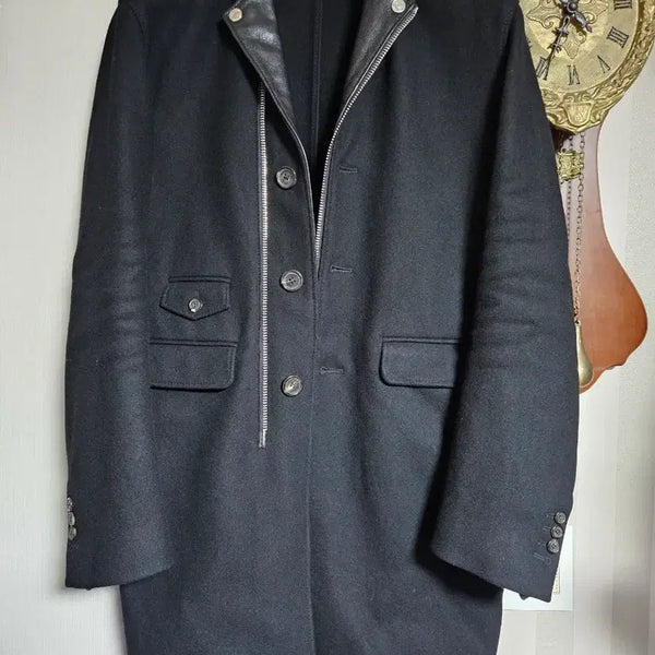 [BUNJANG] Dsquared2 Leather Trim Wool Coat Size 46 / 디스퀘어드2 Dsquared2 가죽 트림 울코트 판매합니다.