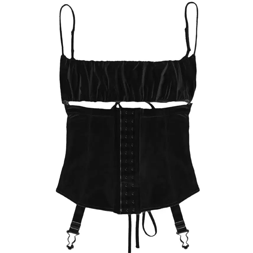 [BUNJANG] Bonnae Lace-up Corset Top Black / Bonnae Lace-up corset top (Black)